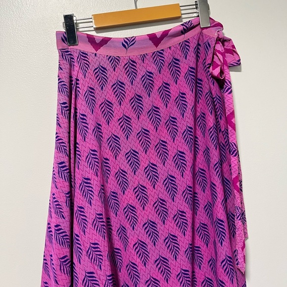 Orient Emporium Women’s Boho Floral Wrap Skirt - Pink & Teal - Size Medium - Picture 10 of 14